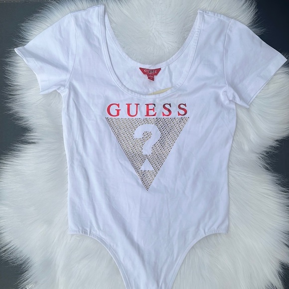 New GUESS Women's Logo Bodysuit Top SZ S - Picture 1 of 4